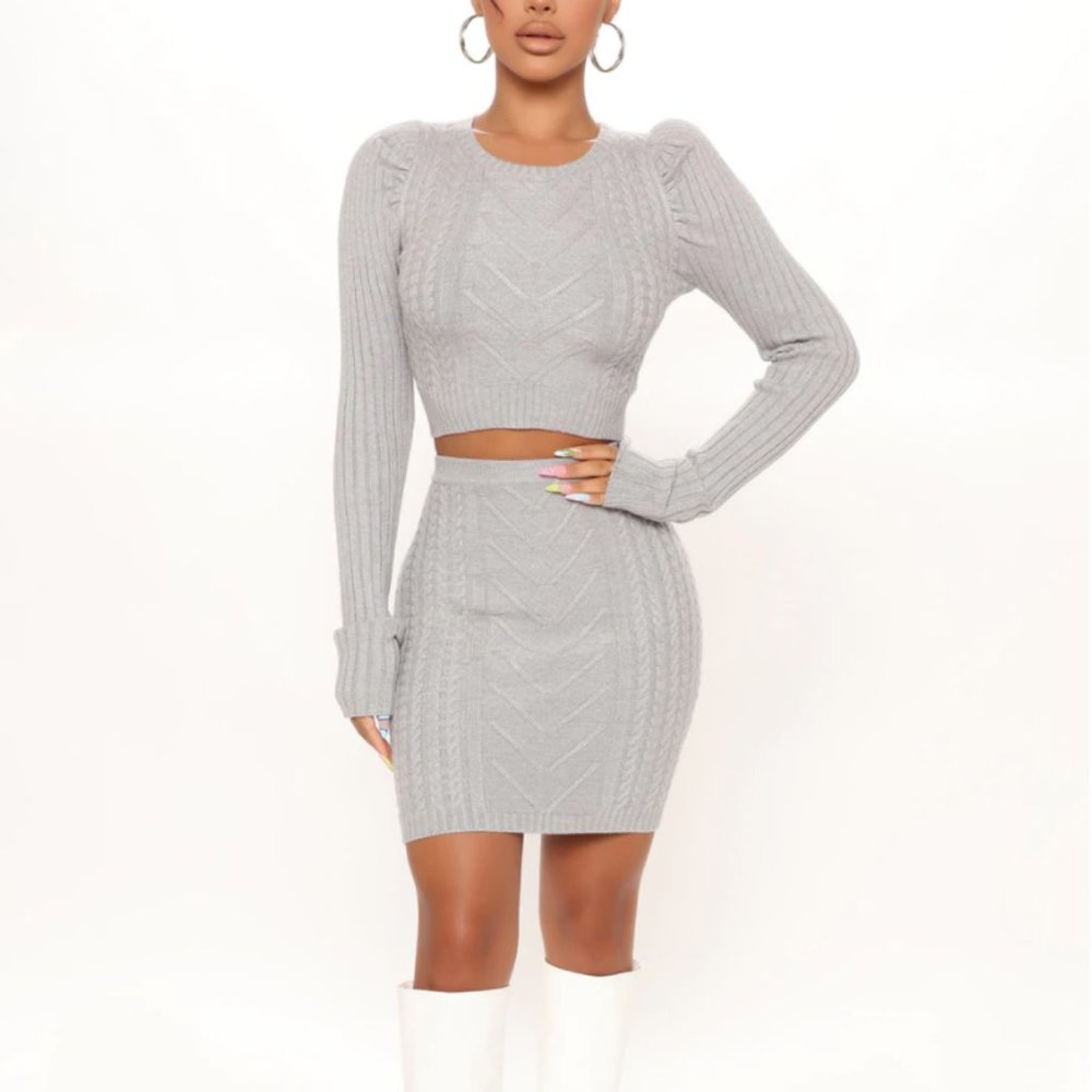 Fashion Nova Aubree Sweater Skirt Set